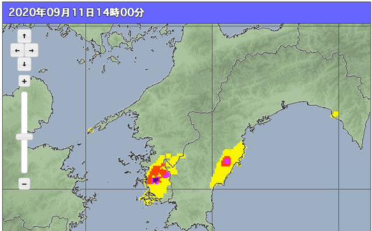 2020.09.11 【資料映像】愛媛に記録的短時間大雨情報 ・気象庁データ:大雨警報(土砂災害)の危険度分布