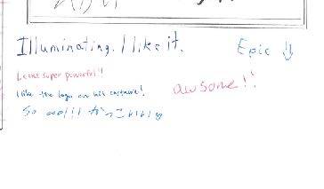 この作品に寄せられた手書きコメントの原本